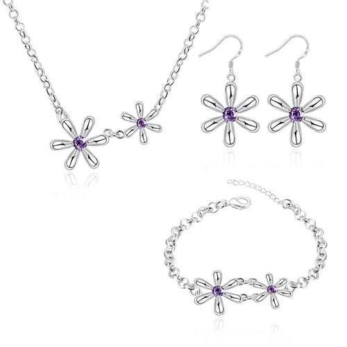 silver jewelry sets Star crystal necklace + earrings + bracelet african jewelry set ruby jewelry 27 ELY