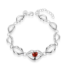 silver plated bracelets amp bangles Heart-shaped insets pulseira feminina fine jewelry HBH 53 ELY