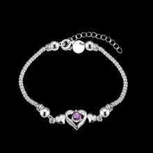 silver plated bracelets amp bangles Heart-shaped insets pulseira feminina fine jewelry HBH 53 ELY