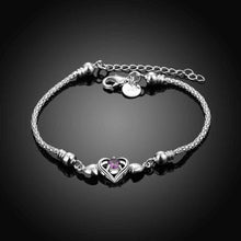 silver plated bracelets amp bangles Heart-shaped insets pulseira feminina fine jewelry HBH 53 ELY