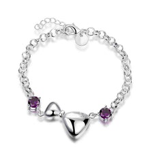 silver plated bracelets amp bangles Heart-shaped insets pulseira feminina fine jewelry HBH 53 ELY