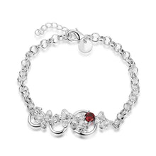 silver plated bracelets amp bangles Heart-shaped insets pulseira feminina fine jewelry HBH 53 ELY