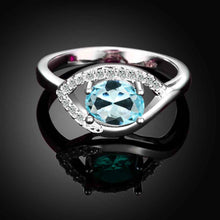 silver plated engagement ring Eyes stone bague femme bone341 ELY