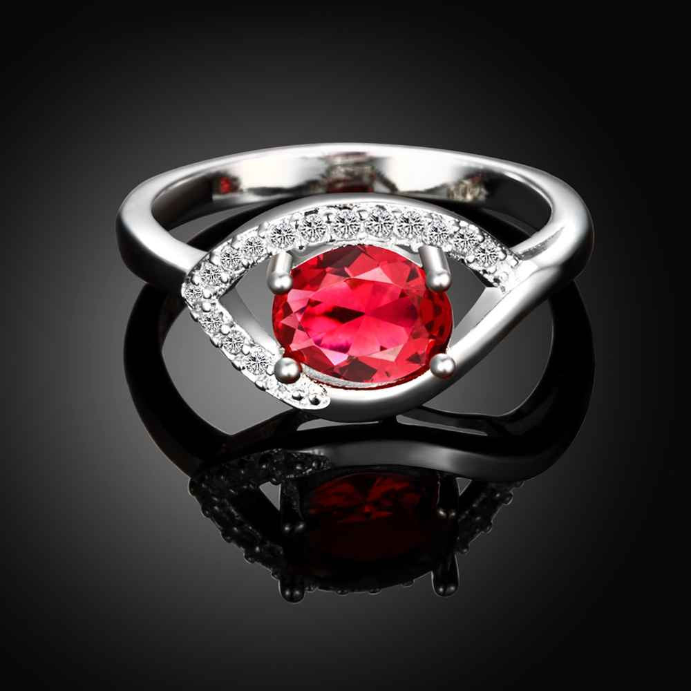 silver plated engagement ring Eyes stone bague femme bone341 ELY