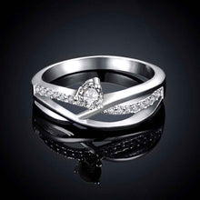 silver plated engagement ring Eyes stone bague femme bone341 ELY