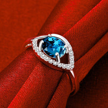 silver plated engagement ring Eyes stone bague femme bone341 ELY