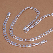 silver plated jewelry set 8M flat Necklace&Bracelet Sets diy 31 ELY