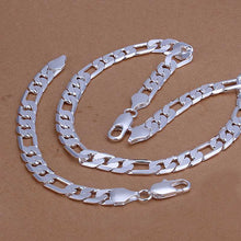 silver plated jewelry set 8M flat Necklace&Bracelet Sets diy 31 ELY