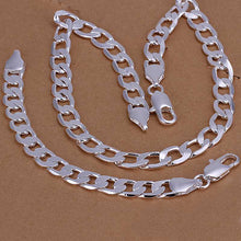 silver plated jewelry set 8M flat Necklace&Bracelet Sets diy 31 ELY