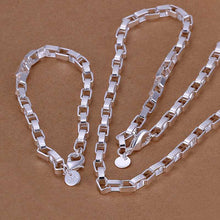 silver plated jewelry set 8M flat Necklace&Bracelet Sets diy 31 ELY