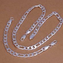silver plated jewelry set 8M flat Necklace&Bracelet Sets diy 31 ELY