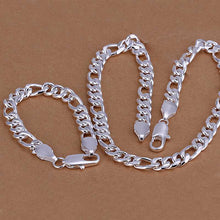 silver plated jewelry set 8M flat Necklace&Bracelet Sets diy 31 ELY