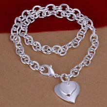 silver plated pendants Double Heart Tag collier femme bijoux women113 ELY