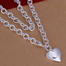 silver plated pendants Double Heart Tag collier femme bijoux women113 ELY