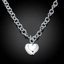 silver plated pendants Double Heart Tag collier femme bijoux women113 ELY