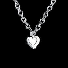 silver plated pendants Double Heart Tag collier femme bijoux women113 ELY
