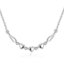 silver plated pendants Double Heart Tag collier femme bijoux women113 ELY