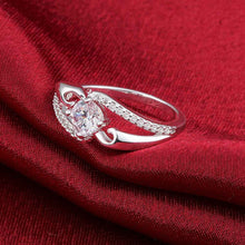 silver wedding ring insets-white gem anillos bear wedding decoration 654 ELY