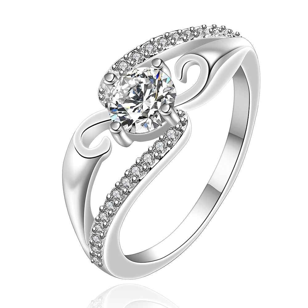 silver wedding ring insets-white gem anillos bear wedding decoration 654 ELY