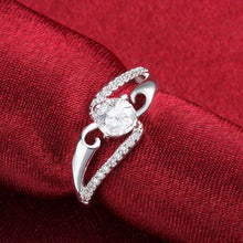 silver wedding ring insets-white gem anillos bear wedding decoration 654 ELY