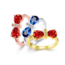 18k gold plated wedding rings Bow insets anillos collier plastron179 ELY