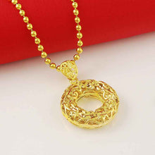 24k gold plated necklace women pierced circle choker277 ELY