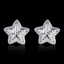 silver earings jewelry Frosted Star stud brincos Gift for her 32 ELY