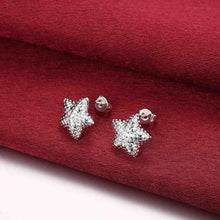 silver earings jewelry Frosted Star stud brincos Gift for her 32 ELY
