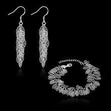 silver jewelry set Leaf earrings + bracelet Sets sport 67 ELY