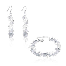 silver jewelry set Leaf earrings + bracelet Sets sport 67 ELY
