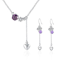 silver jewelry set red drop heart E+N Sets bone 6 ELY