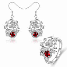 silver jewelry sets Climbing vine Rhinestone ring+necklace african jewelry set joias 45 ELY