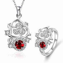 silver jewelry sets Climbing vine Rhinestone ring+necklace african jewelry set joias 45 ELY