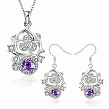 silver jewelry sets Climbing vine Rhinestone ring+necklace african jewelry set joias 45 ELY