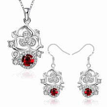 silver jewelry sets Climbing vine Rhinestone ring+necklace african jewelry set joias 45 ELY