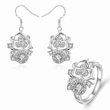 silver jewelry sets Climbing vine Rhinestone ring+necklace african jewelry set joias 45 ELY