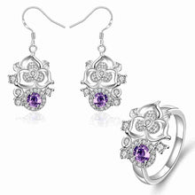 silver jewelry sets Climbing vine Rhinestone ring+necklace african jewelry set joias 45 ELY