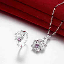 silver jewelry sets Climbing vine Rhinestone ring+necklace african jewelry set joias 45 ELY