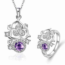 silver jewelry sets Climbing vine Rhinestone ring+necklace african jewelry set joias 45 ELY