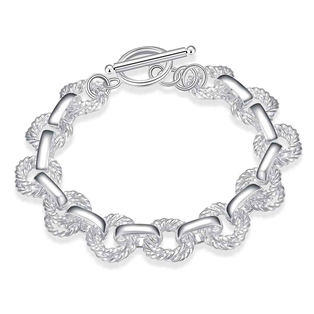 silver plated Double twisted wave TO men bracelet jewerly accessories ELY
