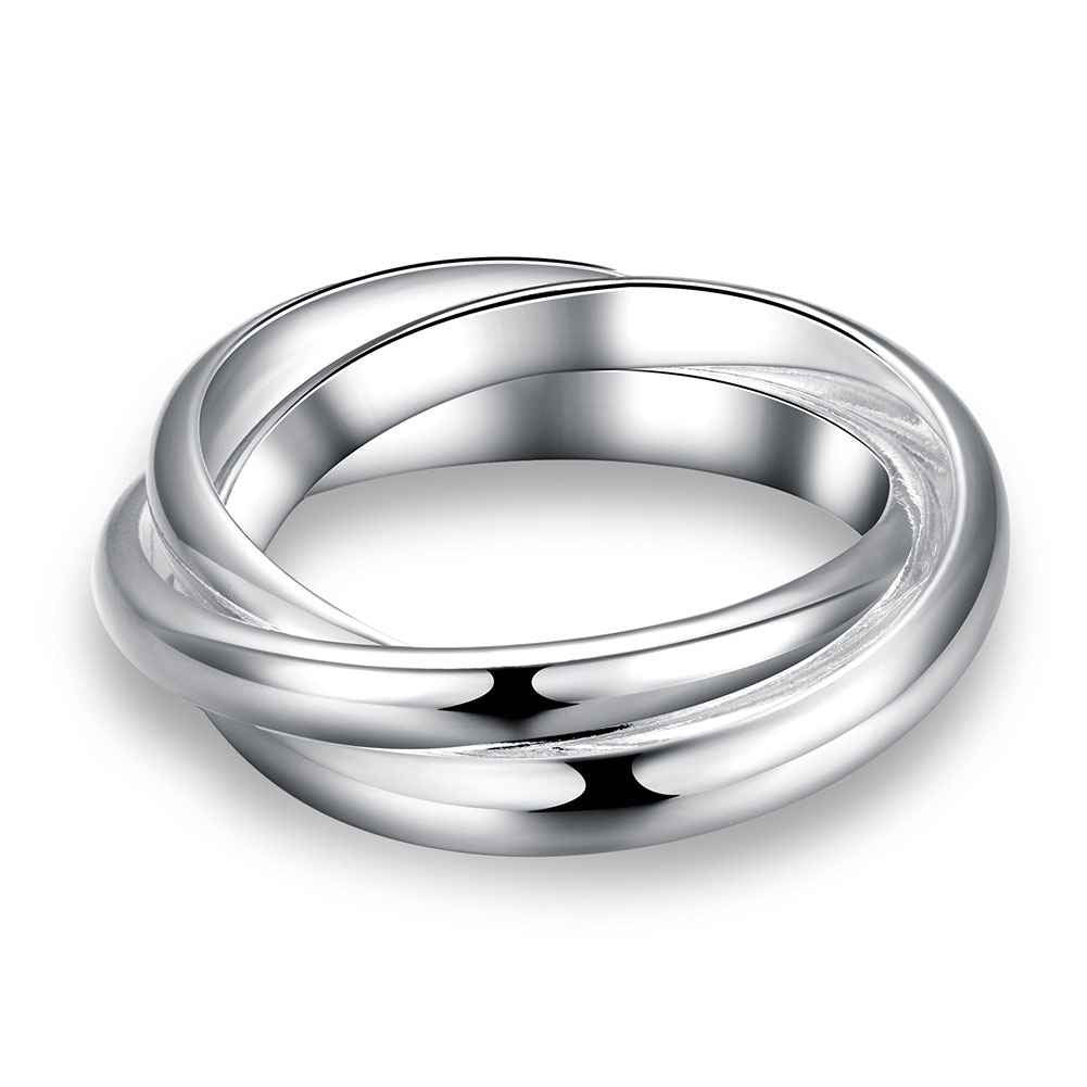 silver plated engagement ring Three Circles anillos collier plastron 167 ELY