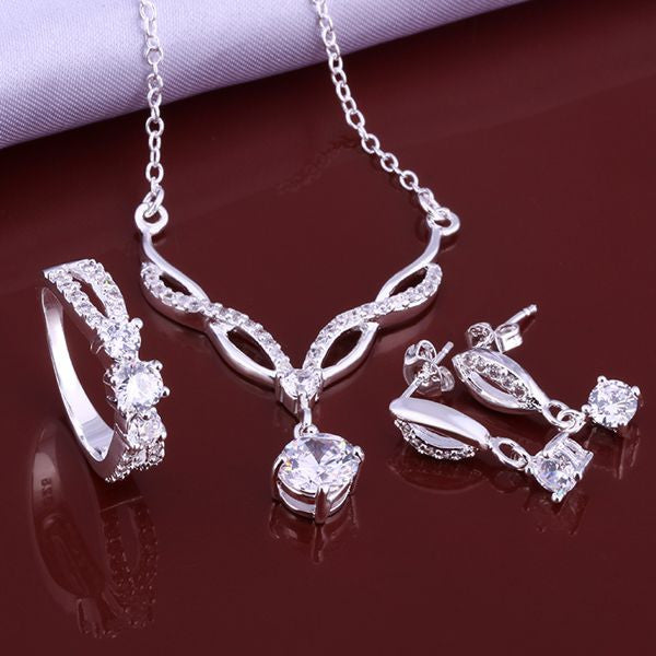 silver plated jewelry sets white month R+E+N Sets Factory 5 ELY