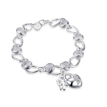 silver pulseras insets heart lock pulseira charm HBH 36 ELY