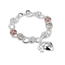silver pulseras insets heart lock pulseira charm HBH 36 ELY