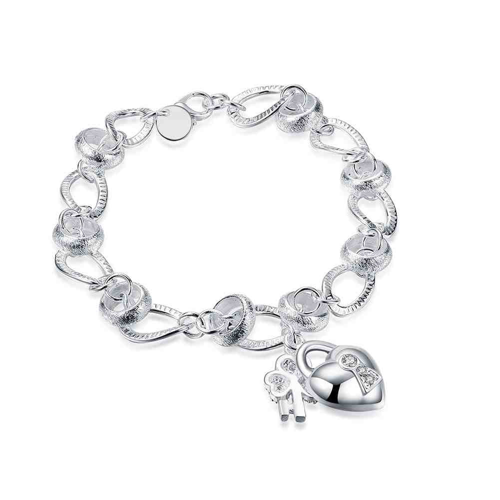 silver pulseras insets heart lock pulseira charm HBH 36 ELY