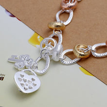 silver pulseras insets heart lock pulseira charm HBH 36 ELY