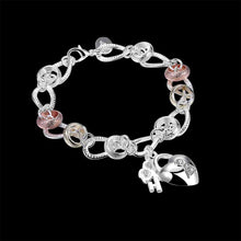 silver pulseras insets heart lock pulseira charm HBH 36 ELY