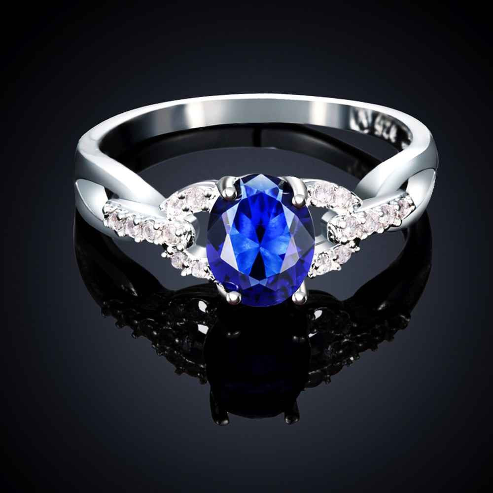 silver wedding rings Blue magic ring men joias279 ELY