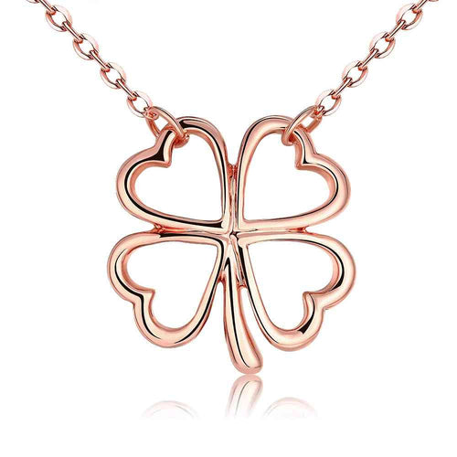 18K Gold Plating necklace men Hollow four-leaf flower maxi colar ruby jewelry248 ELY