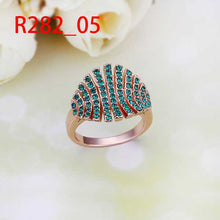 18K Gold Plated wedding ring blue leaves anel joyas26 ELY